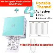 Thermal Label Printer Portable Rechargeable Wireless Bluetooth+Mobile App&4Rolls