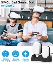 Fast Charging Dock Dual Charger Station For Oculus Meta Quest 2 VR Headsets