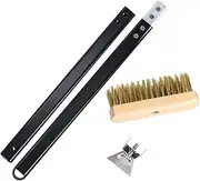 Pizza Stone Brush - Portable Pizza Oven Brush with Scraper, Outdoor Pizza Oven Accessories | Brass Bristles Pizza Brush, Household Thickened and Bold Oven Brush with Alloy Handle for Outdoor