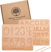 Wood Alphabet Tracing Board,2 Pcs Montessori Toys for Kids Age 3-6 Double Sided