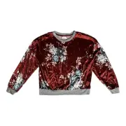 CRESCENT DRIVE Red Velvet Floral Top sx L Long Sleeve Stretchy Lightweight