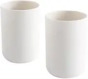 wongwongcat Cup 300ml, Japanese-Style Unbreakable Reusable Drinking Cups Set of 2, Tumbler Plastic Toothbrush Cup, Dishwasher Safe (White & White)