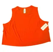 Athleta Womens Ultimate Muscle Tank Top 3X Orange Mesh Crew Neck Cropped NWT