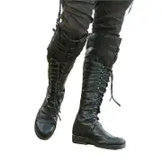 Men's Medieval Knee High Boots Cross Strap Lace Up Shoes Flat Cool Moto Boots 43