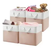 13x13x13 Storage Cube Bins,Set of 4, Large Foldable Fabric Storage Cubes with