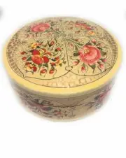 Kashmiri Art Yellow Coaster Set Of Six Pieces & Coaster Box