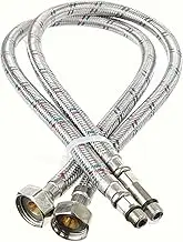 1M Flexible tap tails Hose Pipe Kitchen under Sink Bathroom Basin Monobloc Tabs Mixer Connector Flexi Pipes Pair of M10X 1/2 BSP 15mm tap tails for monobloc mixer Stainless Steel Braided 100CM 1 Meter