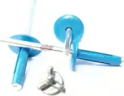 Blue Exploding Pop Rivets 3/16" Tri-Fold Large Head Aluminum Mandrel .040 - .354