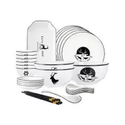 SOGA White Antler Printed Ceramic Dinnerware Set of 20