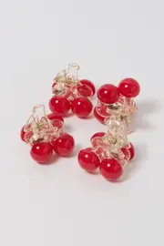 Red 4 Pack Cherry Claw Clips - Size ONE, Women's Hair Accessory