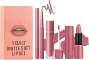 Liquid Lipstick and Lip Liner Set | Lip Gloss Lip Pencil Liner,3X Long-Lasting Lipliners Pencil, Lip Color Lip Liner Set Velvet Lipstick, Natural Lip Makeup