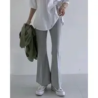 在飛比找樂天市場購物網優惠-ANNAS 正韓 中線喇叭褲 長褲 棉質 彈性 顯瘦 修身 