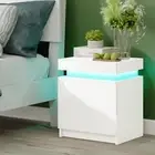 Bedside Tables LED RGB 2 Drawers High Gloss Front Nightstand with Lift up Storag