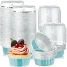 100 Pack Disposable Ramekins with Lids 8 Oz Creme Brulee Ramekin Aluminum Foi...