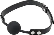 Ouch! Black & White Silicone Ball Gag with Adjustable Bonded Leather Straps