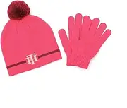[Tommy Hilfiger] girls Monogram Stripe Pom Beanie and Glove Set