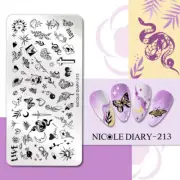 NICOLE DIARY Blume French Lines Nail Stamping Platten Bildschablonen-Werkzeuge