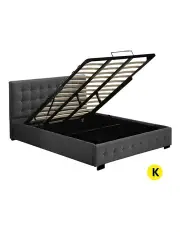 [Levede] Gas Lift Storage King Size Bed Frame in Grey