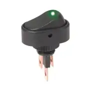 Oval Rocker Switch Green LED Illuminated 12VDC 3 Pin Universal