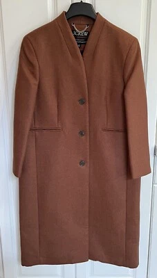 NWT J Crew size 12 Petite ground coffee brown Italian wool Palais topcoat BU453