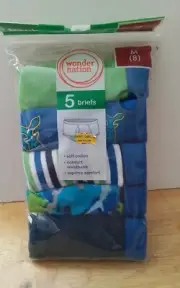 Wonder Nation Sharks Boy's Briefs, 5-Pack, New, Size M Size 8