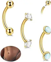 [SOMEITIA] G23 14G Titanium Small Belly Button Rings for Women Internally Threaded Belly Rings Hypoallergenic CZ Opal Navel Rings Tiny Eyebrow Lip Labert Rook Belly Piercing Jewelry 6-16MM