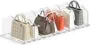 JPfyllik Purse Organizers for Closet, Adjustable Shelf Divider Rack for Closet, Clear Handbag Storage Organizer, Plastic Bookshelf Separator Divider for Bedroom Living Room Office