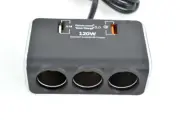 Cigarette Lighter Splitter 3 Socket Dual USB Adapter w/ LED Voltage Display Car
