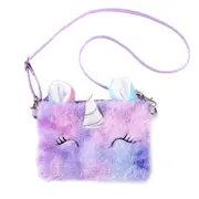 2 Pcs Unicorn Plush Purse Bag Girl Style Plush Crossbody Bag For Phone Square Rainbow Purse Women Handbag Wallet