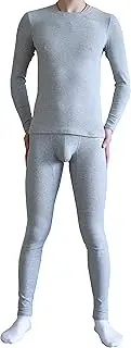 [iYunyi] Men's Ultra Soft Ribbed Cotton Thermal Underwear Base Layer Long Johns Set