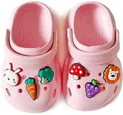 [Peyarlie] Toddler Boys Girls Cute Clogs Garden Shoes Slip on Shoes Lightweight Slides Slippers Summer Indoor Outdoor Kids Beach Pool Water Sandals