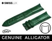 For GLASHUTTE GREEN Alligator Curved Ends Watch Crocodile Leather Strap Band