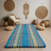 MANGO TREES King Single Foldable Mattress Kapok Filled Camping Mat Blue