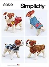 Simplicity S9520 Sewing Pattern Dog Coats, Size XS-S-M-L-XL