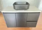 900mm Stone Top with Above Counter Ceramic Basin Matt Black Bathroom Vanity