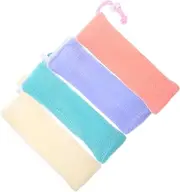 NULYLU Efficient Foaming Soap Bags 4 Pack Double Layered Design Soft Net Exfoliating Handmade Soap Holder Bathroom Supplies Easy to Close