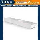 2x Bed Frame Storage Drawers Trundle White Stylish Bedroom Furniture Space -WHX2