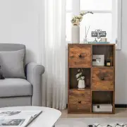 Costway3-Tier Bookshelf with 3 Cubes &amp; 3 Drawers for Office-Coffee