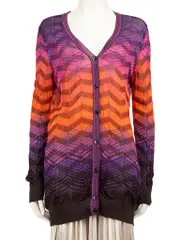 M Missoni Abstract Pattern Knit Mid-Length Cardigan