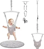Baby Jumper with a Ceiling Hook for Infant & Toddlers, Door Jumper with Adjustable Chain, Protable Baby Jumpers and Bouncers for Indoor/Outdoor, Baby Doorway Jumper with Soft Rug