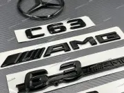 Gloss Black C63 6.3 AMG Star Emblem Full PACKAGE For Mercedes Badge Sticker W204
