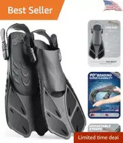 Adjustable Snorkel Fins - Short Swim Flippers - L/XL (US Men 9-13 / Women 10-14)