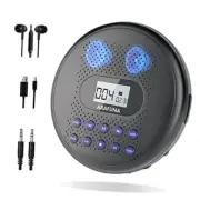 Portable CD Player with Dual Stereo Speakers, Rechargeable CD Player for Car