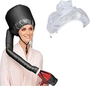 Net Plopping Cap For Drying Curly Hair With Drawstring,Adjustable Net Plopping Satin Diffuser Cap,Diffuser Cap for Curly Hair Dryer,Net Plopping Bonnet (Black)