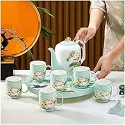 Water Carafe 8-Piece Water Set Living Room Reception teapot Cup Combination Phnom Rim Drinking Kettle teapot Set Beverage Serveware