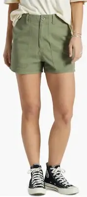 NWT BRIXTON Women’s Vancouver High Waist Utility Shorts Cargo Zip Fly sz 28