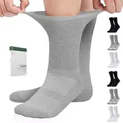 Bulinlulu Diabetic Socks with Grippers or without Grippers for Women&Men-6 Pairs Bamboo Non Binding Diabetic Crew Socks
