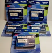 5 PC LOT Brother P-touch Label Maker TZe-231 TZe-231M Black Print on White Tape