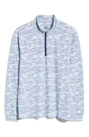 Cutter & Buck Traverse Camo Quarter Zip Pullover in Indigo at Nordstrom, Size Small