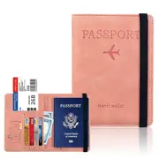 RFID Blocking Passport Holder for Travel Accessories Passport Purse Card Wallet -Pink